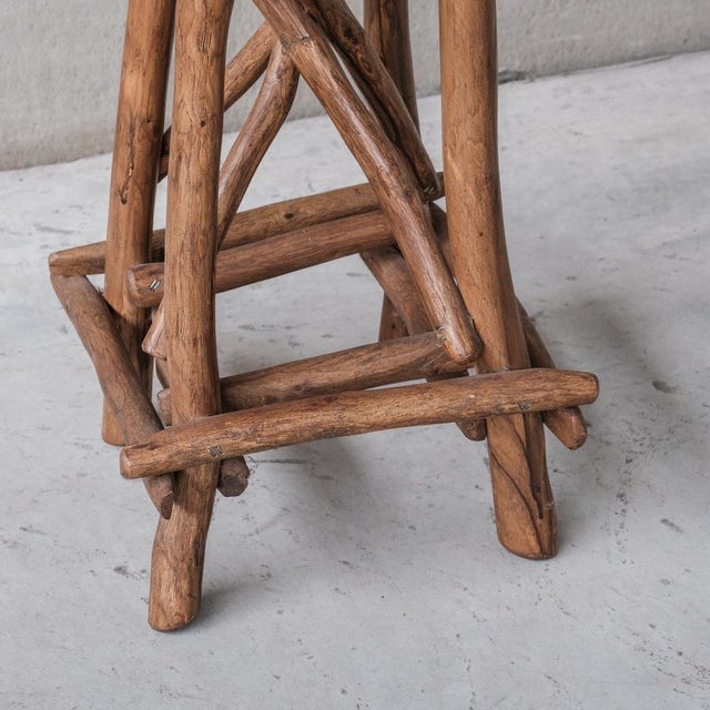 Mid-Century Modern Mid-Century Wooden Sculpture Pedestal Bar Stool in the style of Adirondack For Sale - Image 3 of 7