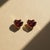 Modern Geometric Heart Garnet Stud Earrings, Silver, Gold, Pair For Sale - Image 3 of 8