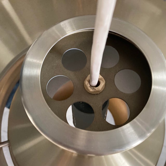 Brass Vintage Danish P376 Pendant Lamp by Jørgen Kastholm & Preben Fabricius for Nordisk Solar, 1960s – Large 28" Brushed Brass Aluminum For Sale - Image 8 of 18