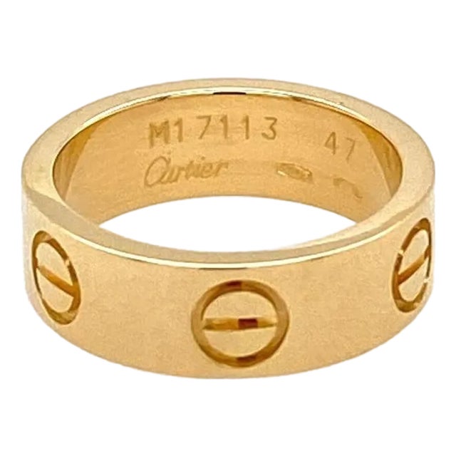 Cartier Love 18k Yellow Gold Band Ring w/Cert Size 4 For Sale