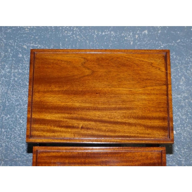 Brown Victorian Nesting Tables with Bamboo Legs, Set of 3 For Sale - Image 8 of 13