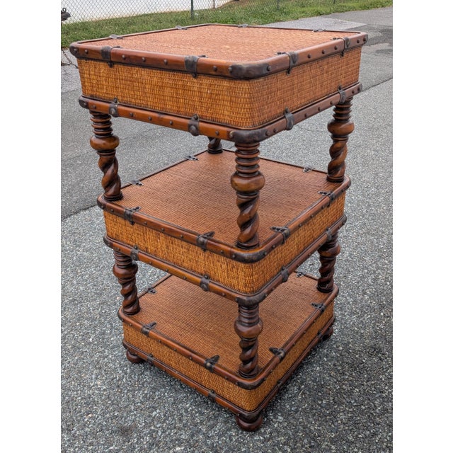 Vintage Theodore Alexander Wicker Rattan Barley Twist Étagère Accent Chest of Drawers For Sale - Image 17 of 17