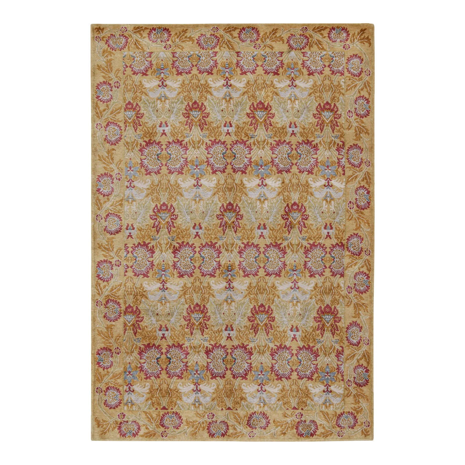 2010s Rug & Kilim’s Spanish European Style Rug in Gold & Red Floral ...