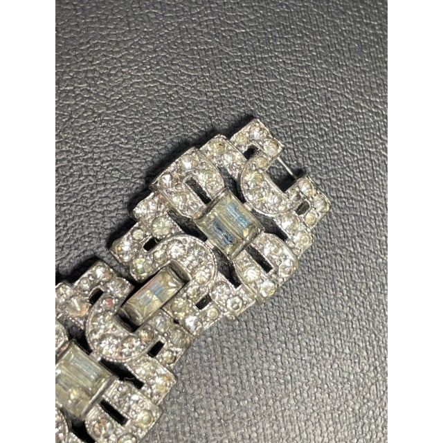 Early 20th Century Antique Trifari Marked ‘Ktf’ Alfred Philippe Art Deco Rhinestone Rhodium Plated Bracelet. Perfect Condition. For Sale - Image 5 of 7