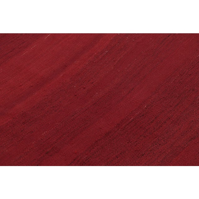 Textile Vintage Persian Kilim, Burgundy Open Field With Black Border - Rug & Kilim For Sale - Image 7 of 8