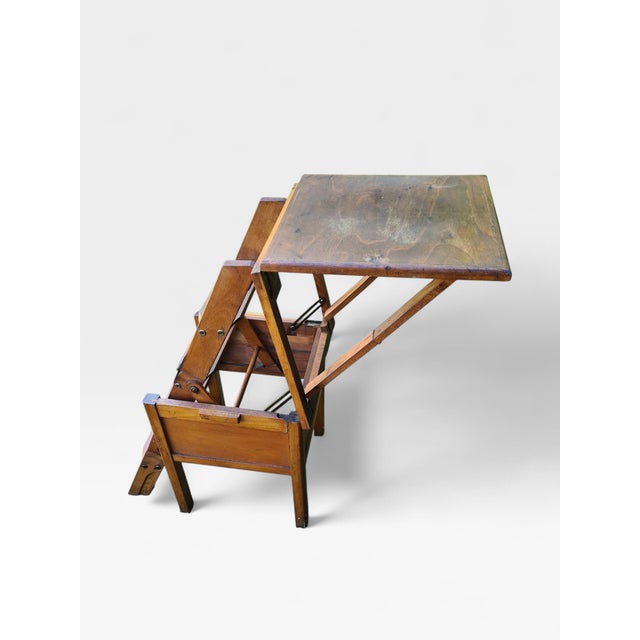 Mid-Century Modern Wooden Step Stool with Ladder, 1960s For Sale - Image 3 of 11