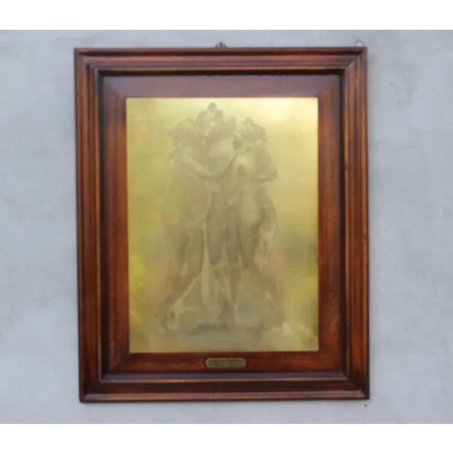 Metal Vintage The Three Graces Drypoint Etching on Metal Plate, Framed For Sale - Image 7 of 11