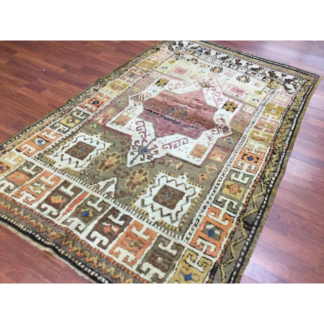 Light Green Antique Decorative Turkish Village Rug -By Woven Rug Gallery For Sale - Image 8 of 9