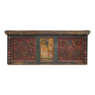 Alpine Painted Chest with Birds and Flower Vases For Sale
