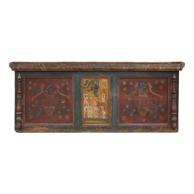Alpine Painted Chest with Birds and Flower Vases For Sale