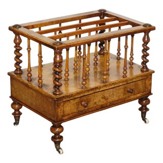 Antique Victorian Burr Walnut Magazine Rack, 1860 For Sale