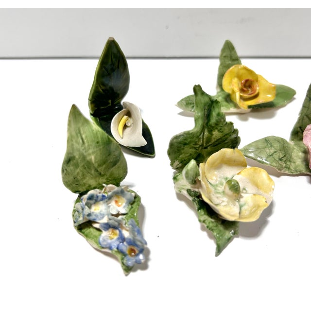 1970s Porcelain Flower Place Card Holders - Set of 6 For Sale In Louisville - Image 6 of 9