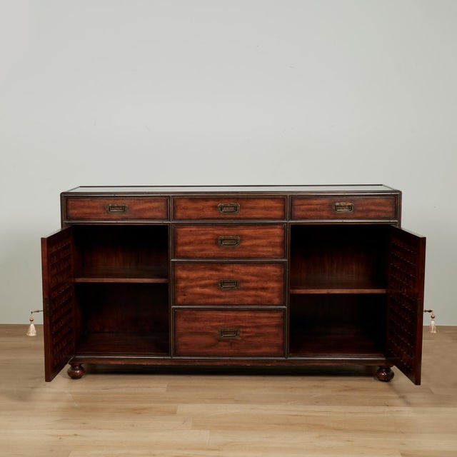 Wood Vintage British Colonial Style Credenza or Chest by Theodore Alexander For Sale - Image 7 of 15