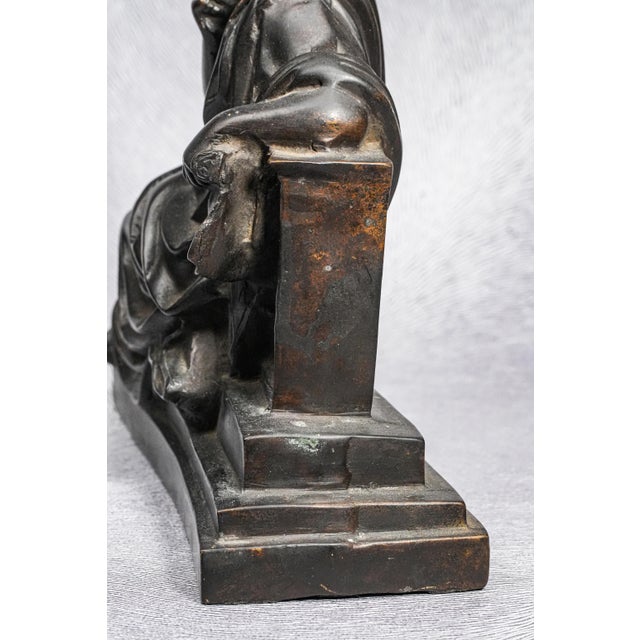 19th Century Antique Victorian Neoclassical Bronze Statue Sculpture of Philosopher Home Decor For Sale - Image 13 of 14
