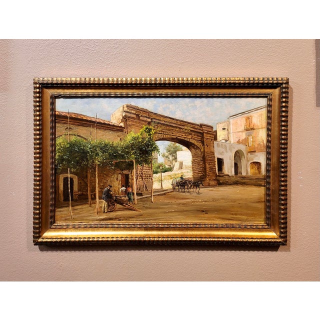 Carlo Brancaccio -Napoli L’Arco di Gragnano-19th century Oil painting Italian Impressionist - Oil painting on board -...
