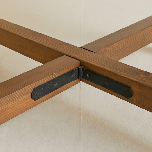 French Round Dining Table with Four Curved Benches, 1950s For Sale In Chicago - Image 6 of 9