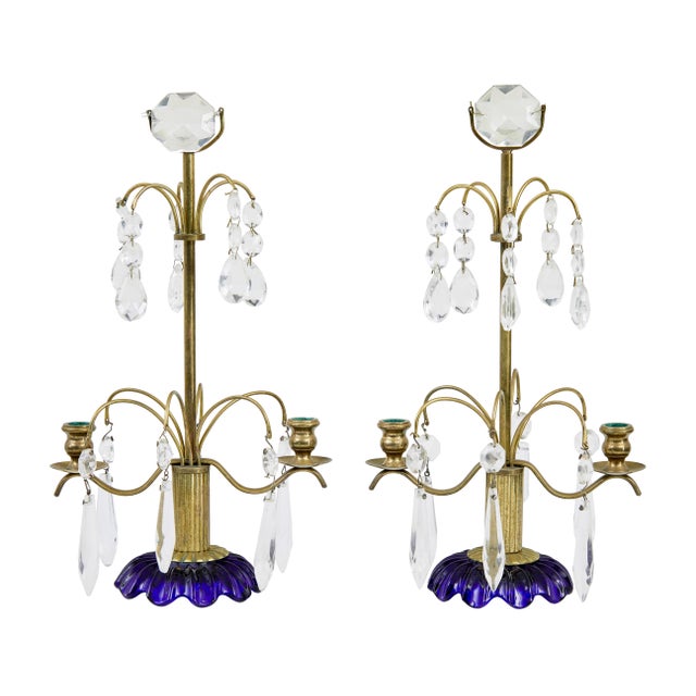 1960s Vintage Cut Glass Decorative Candlesticks, 1960, Set of 2 For Sale - Image 5 of 6