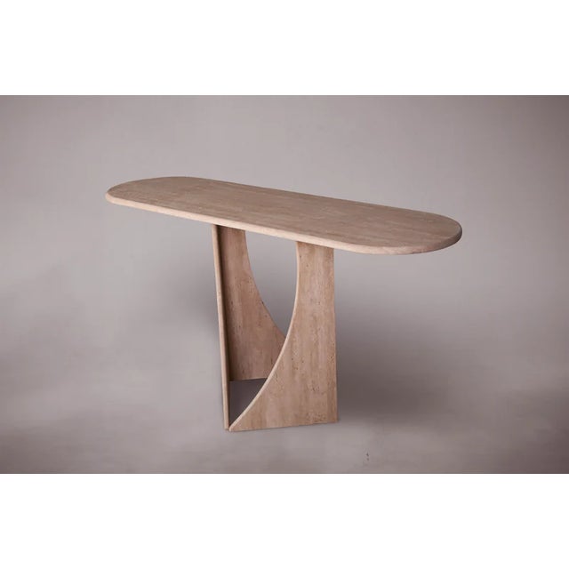 Manchot Travertine Console Table 59" For Sale - Image 6 of 8