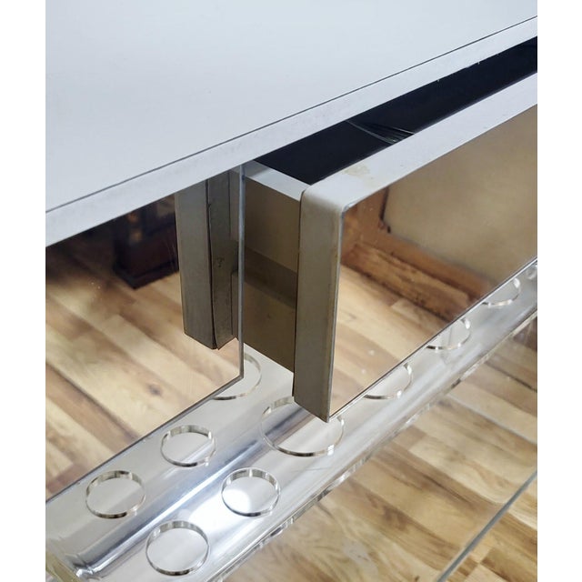 Lucite & Chrome Mid-Century Modern Bar & Pair of Barstool Chairs by Luigi Bardini For Sale - Image 10 of 18