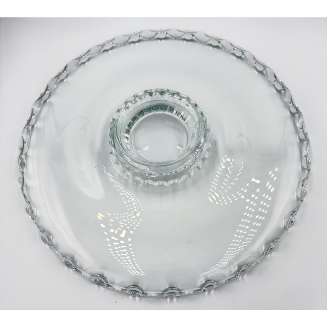 Glass Depression Footed Glass Open Lace Edge Shallow Platter 13" Fruit Bowl For Sale - Image 7 of 7