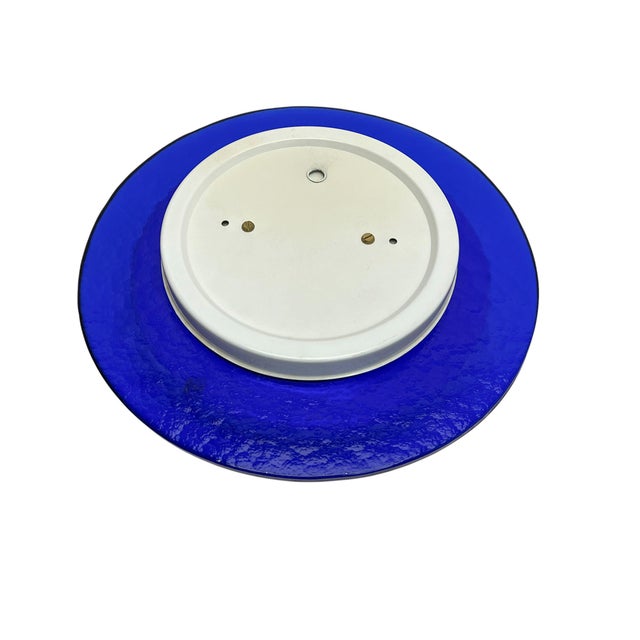 Italian Blue and White Round Vetri Murano Wall Light, 1980s For Sale - Image 10 of 15
