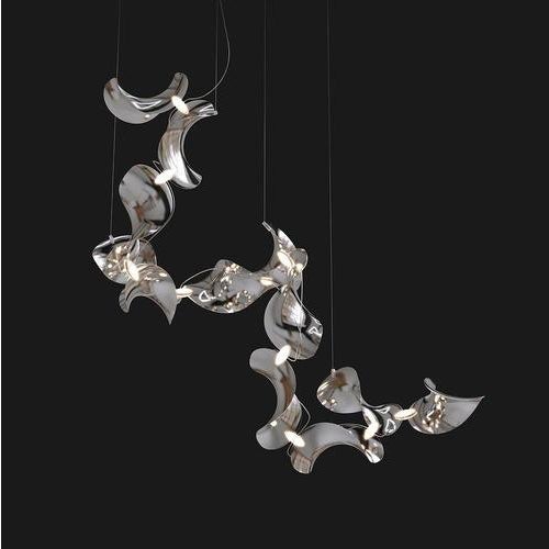 Contemporary Dune 12 Spiral Pendant Light in Silver Anodized Aluminum by Moss Objects For Sale - Image 3 of 18