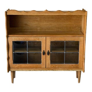 Jk Møbler ApS Scalloped Two-Door Oak and Glass Bookcase Danish Mid-Century Modern 1970s For Sale