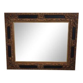 Large Black & Gold Regency Style Mirror For Sale