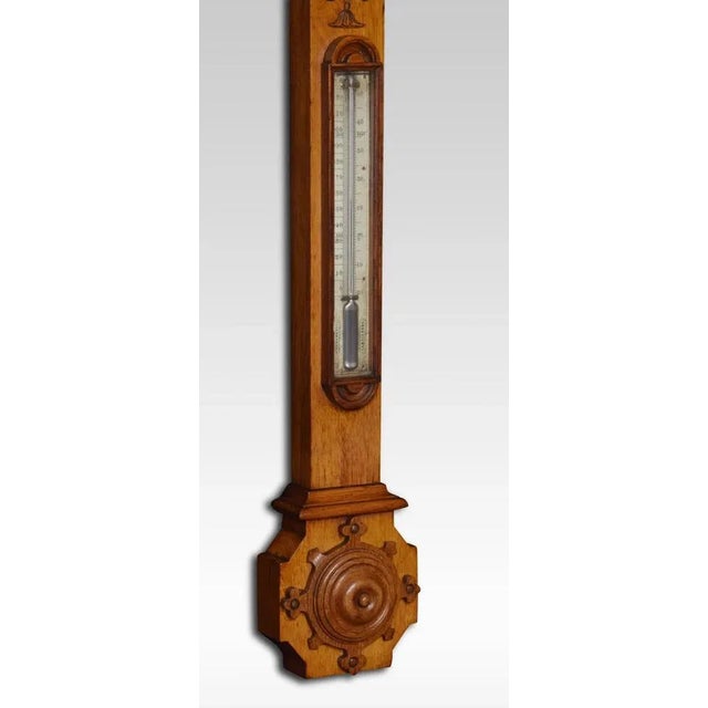 Oak Cased Stick Barometer by J Hughes, London For Sale - Image 5 of 6