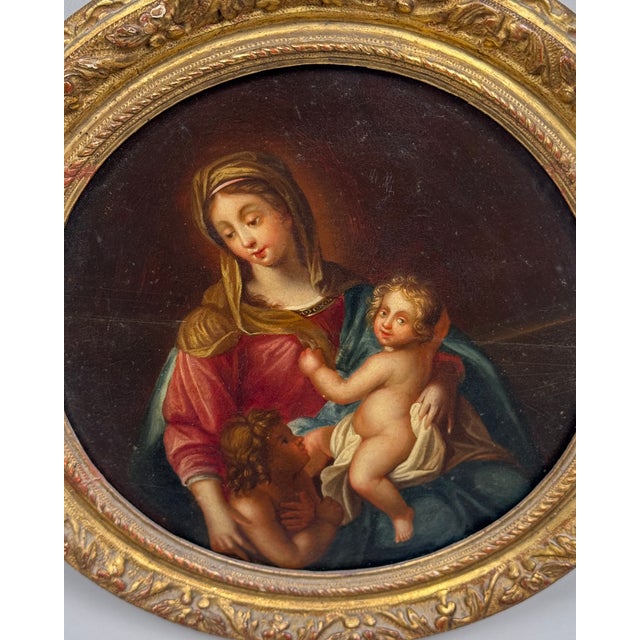Virgin and Child with Saint John the Baptist, 1750, Oil Painting For Sale - Image 8 of 10