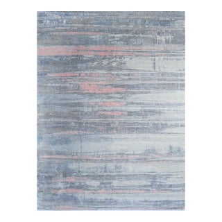 Handmade Borderless Wool & Silk Modern Rug. 9' X 12" For Sale