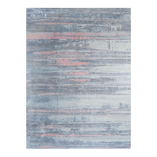 Handmade Borderless Wool & Silk Modern Rug. 9' X 12" For Sale