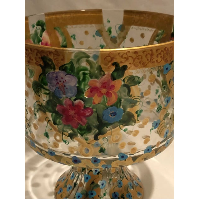 1990s Diana Galkasova Hand Painted Crystal Footed Bowl For Sale - Image 10 of 11