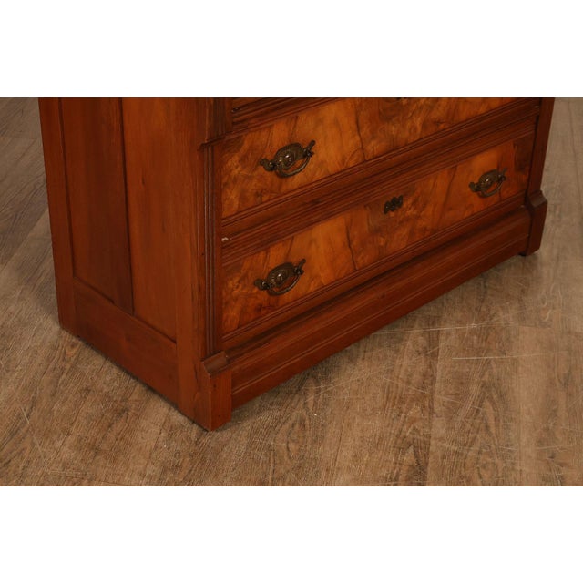 Antique Victorian Eastlake Walnut Marble Top Dresser With Mirror For Sale - Image 9 of 18