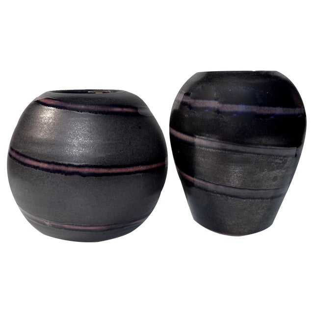 Glazed Studio Ceramic Art Vases by Siegfried Gramann for Töpferhof Römhild, Germany, 1950s, Set of 2 For Sale
