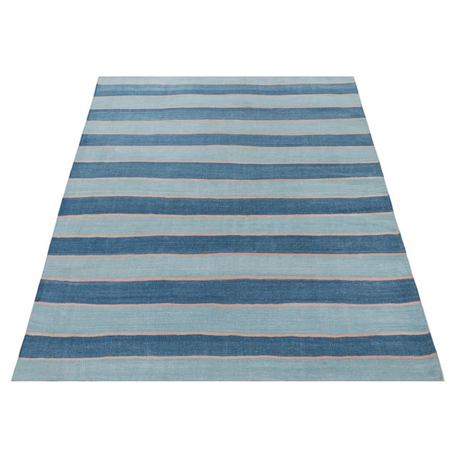 Not Yet Made - Made To Order Rug & Kilim's Contemporary Dhurrie Rug in Blue Stripes - 5x6 For Sale - Image 5 of 8