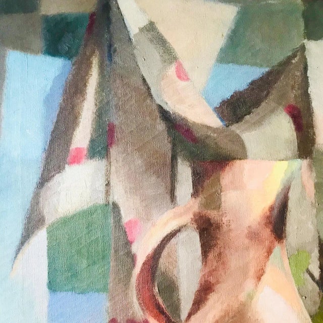 Mid 20th Century Monumental Mid Century Signed (Eisaman?) and Framed Cubism Still-Life Oil Painting For Sale - Image 5 of 10