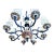 1960s Italian Capodimonte, Faience-Style Porcelain and Wrought Iron Chandelier For Sale