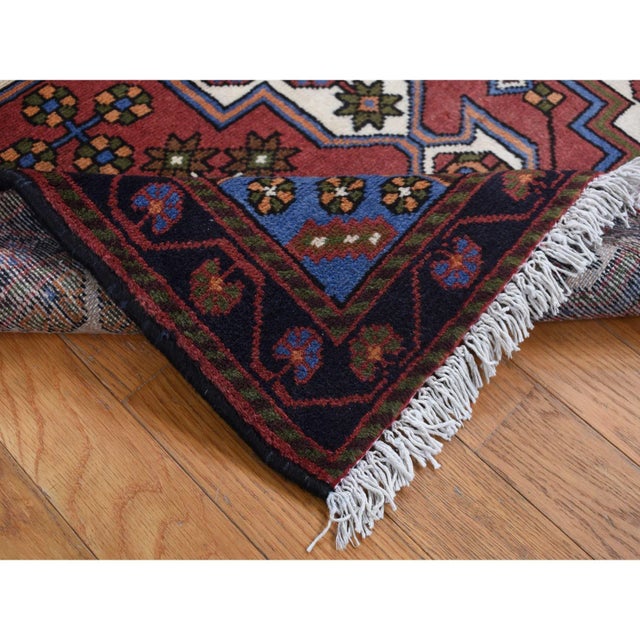 1960s 1960 Alabama Crimson Red Vintage Bohemian Persian Hamadan Pure Wool Hand Knotted Rug For Sale - Image 5 of 9