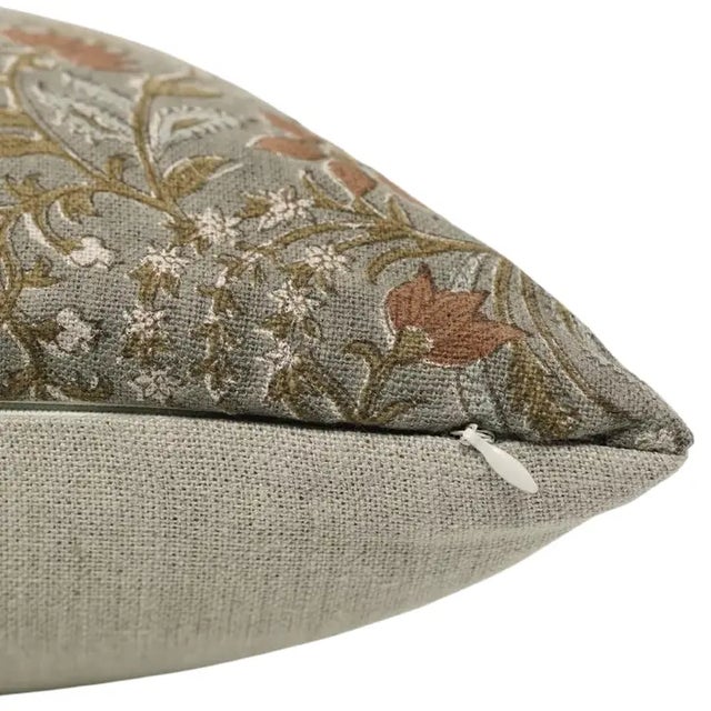 Handmade Block Print Decorative Cushion Cover 24x24 Inch Thick Linen- Kundanvan For Sale - Image 4 of 5