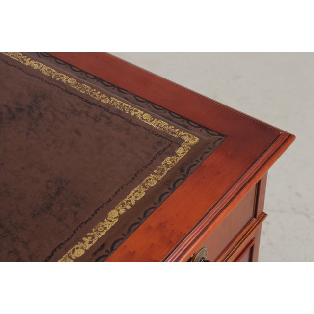 Reprodux Bevan Funnel Leather Top Yew Wood Desk For Sale - Image 10 of 18