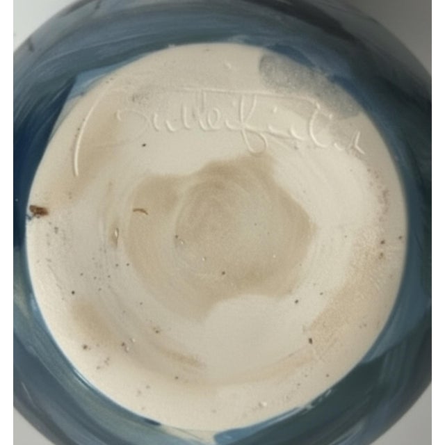 Late 20th Century Signed Butterfield Studio Pottery Teapot 4 Cups Blue Green Sgraffito Set For Sale - Image 5 of 10