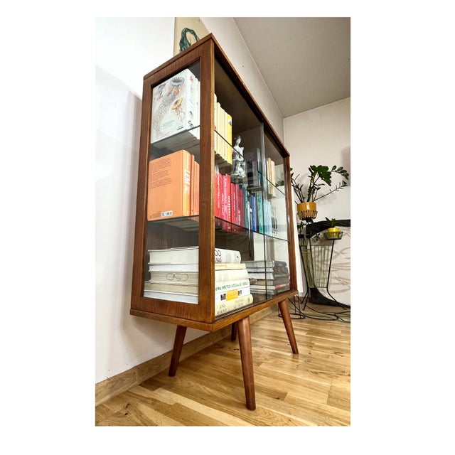 1970s Bookcase with Glass Sides, Czechoslovakia, 1973 For Sale - Image 5 of 12