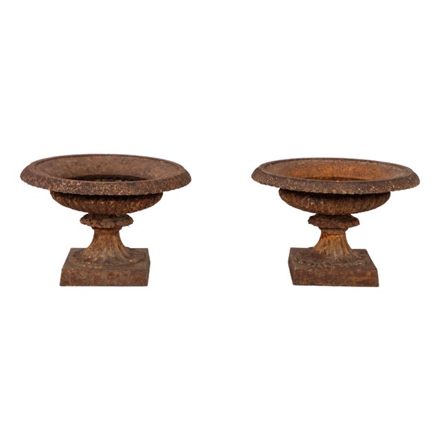 Pair of Neoclassical Cast Iron Urns, French Early 20th C. For Sale