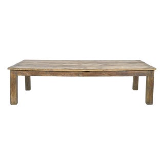Large Coffee Table in Patinated Solid Wood For Sale
