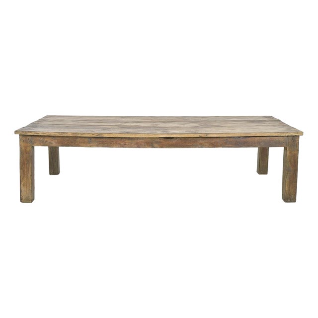 Large Coffee Table in Patinated Solid Wood For Sale