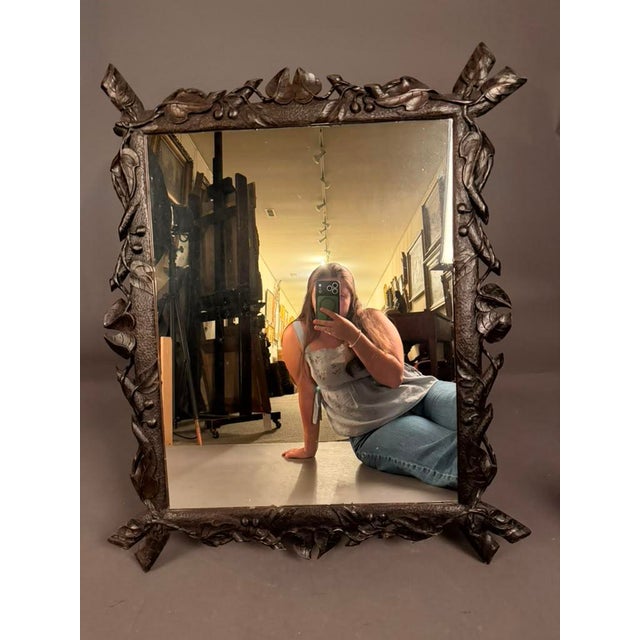 Carved European Faux Bois Mirror With Cherry Motif, Circa 1900 For Sale In Indianapolis - Image 6 of 13