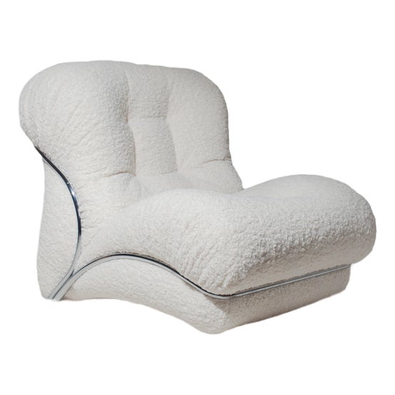 Italian Lounge Chair with Steel Frame, 1970s For Sale