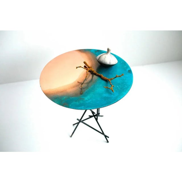 Copper Hand-Sculpted Side Table by Samuel Costantini For Sale - Image 4 of 12