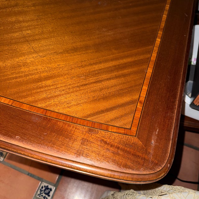 Burgundy French Revival Carved Mahogany Antique Dining Table 5 Chairs Set For Sale - Image 8 of 18